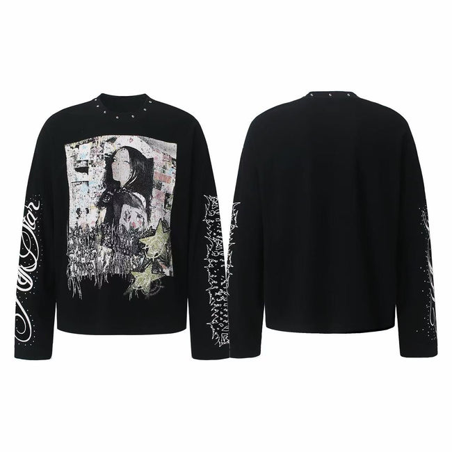 Omirad Studded Graphic Long Sleeve Hover Image