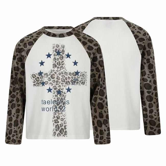 Omirad Leopard Raglan Long Sleeve T-Shirt Hover Image