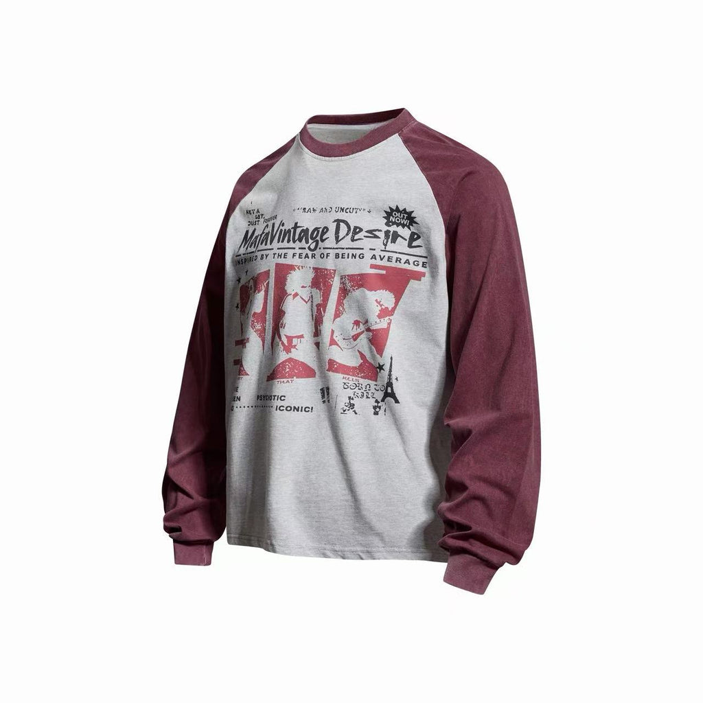 Omirad Vintage Raglan Graphic Long Sleeve T-Shirt