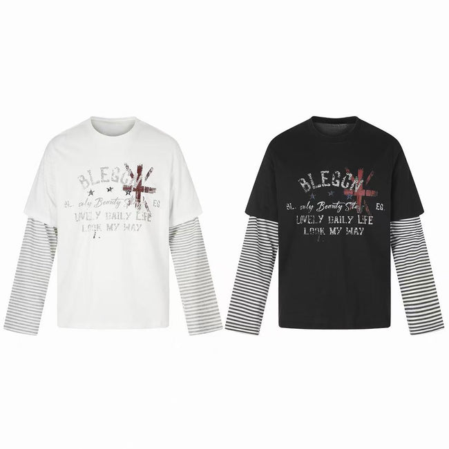Omirad Layered Striped Long Sleeve T-Shirt Hover Image