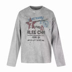 Omirad Vintage Distressed Graphic Long Sleeve T-Shirt