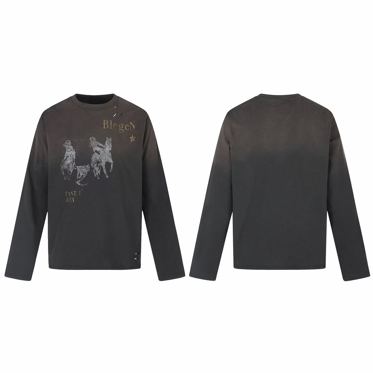 Omirad Vintage Distressed Graphic Long Sleeve T-Shirt