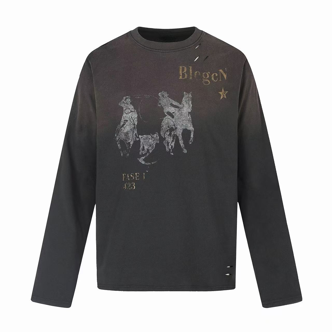 Omirad Vintage Distressed Graphic Long Sleeve T-Shirt