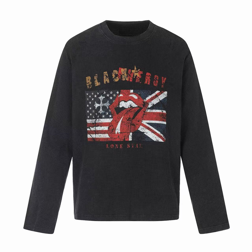 Omirad Vintage Graphic Waffle Long Sleeve Tee
