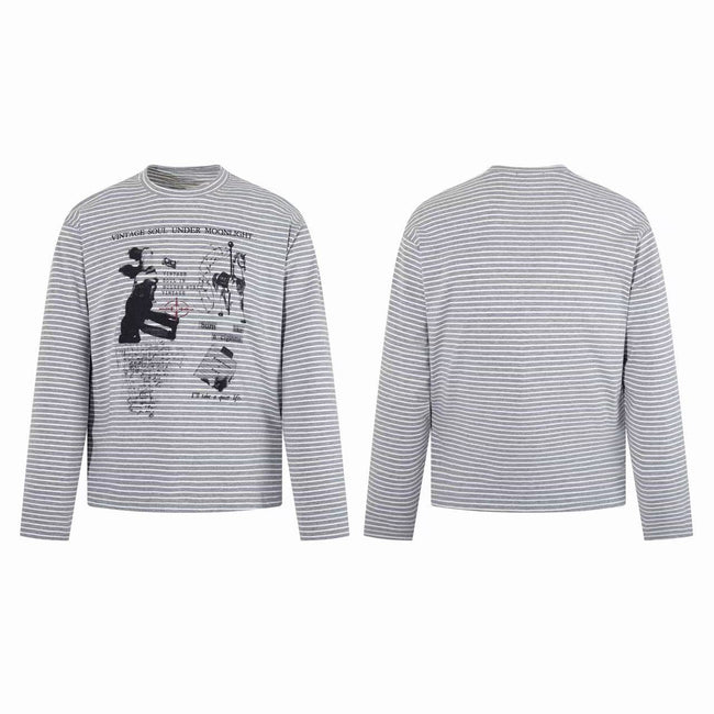 Omirad Striped Graphic Long Sleeve Hover Image