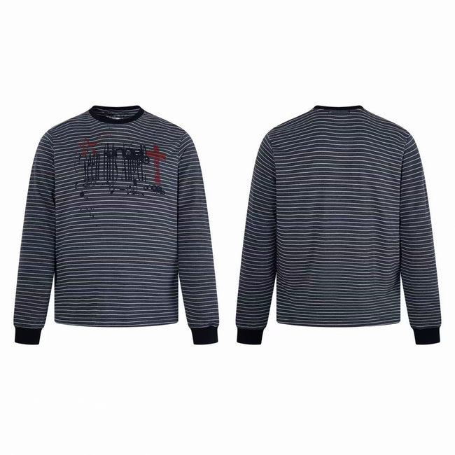 Omirad Striped Graphic Long Sleeve Tee Hover Image