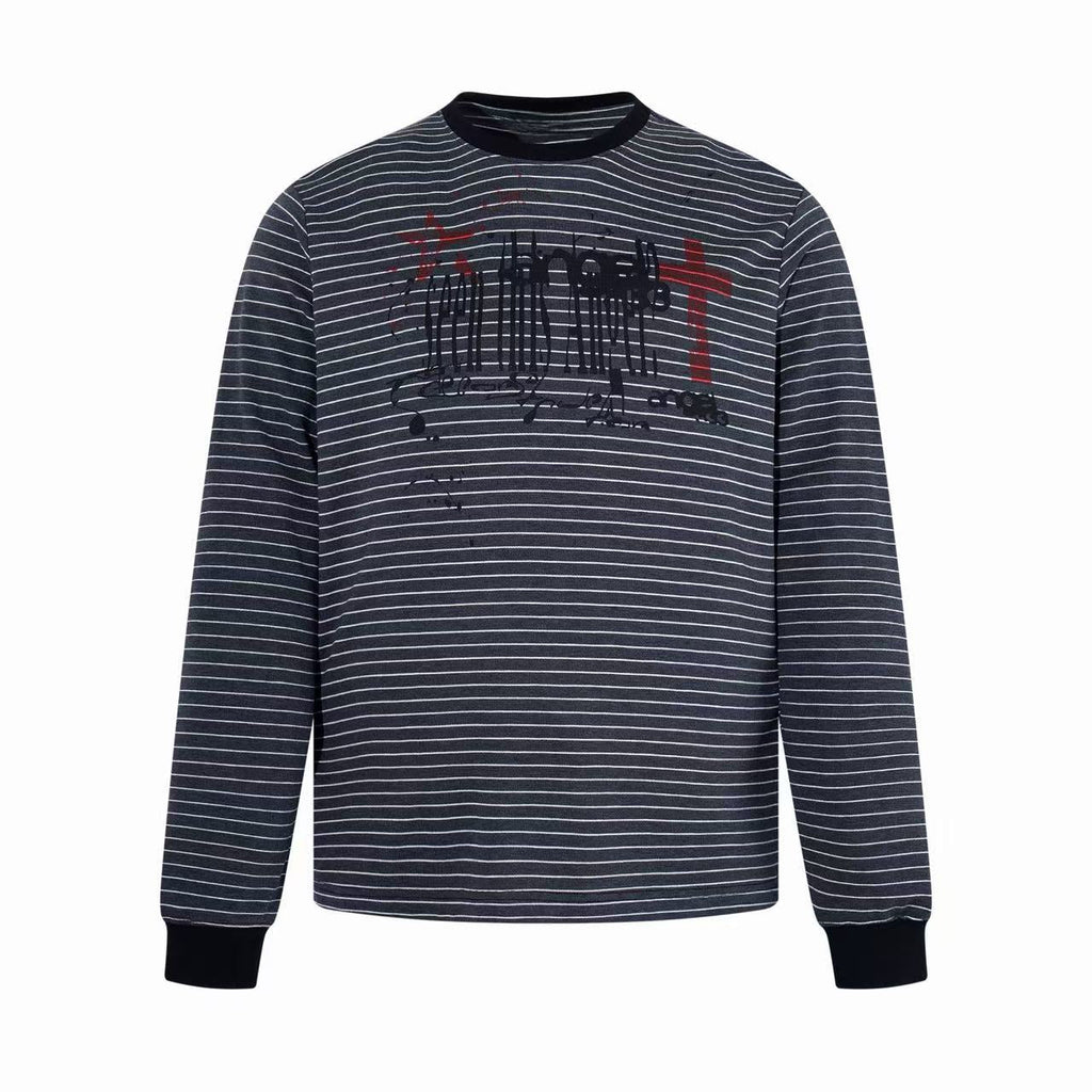 Omirad Striped Graphic Long Sleeve Tee