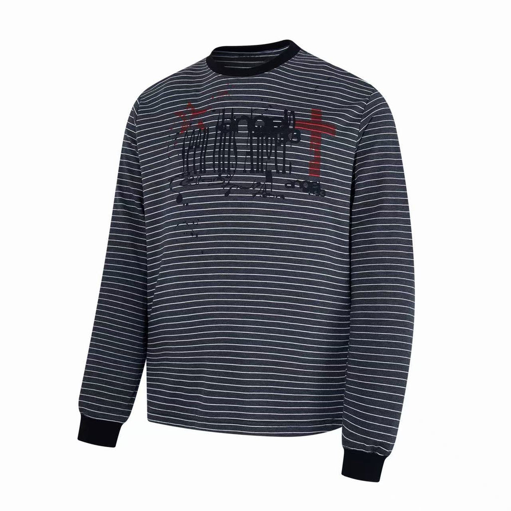 Omirad Striped Graphic Long Sleeve Tee