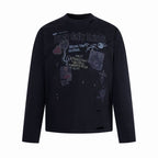 Omirad Fear Only Exists Distressed Long Sleeve Tee