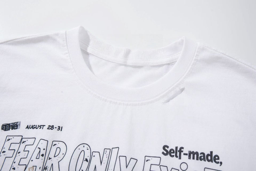 Omirad Fear Only Exists Distressed Long Sleeve Tee
