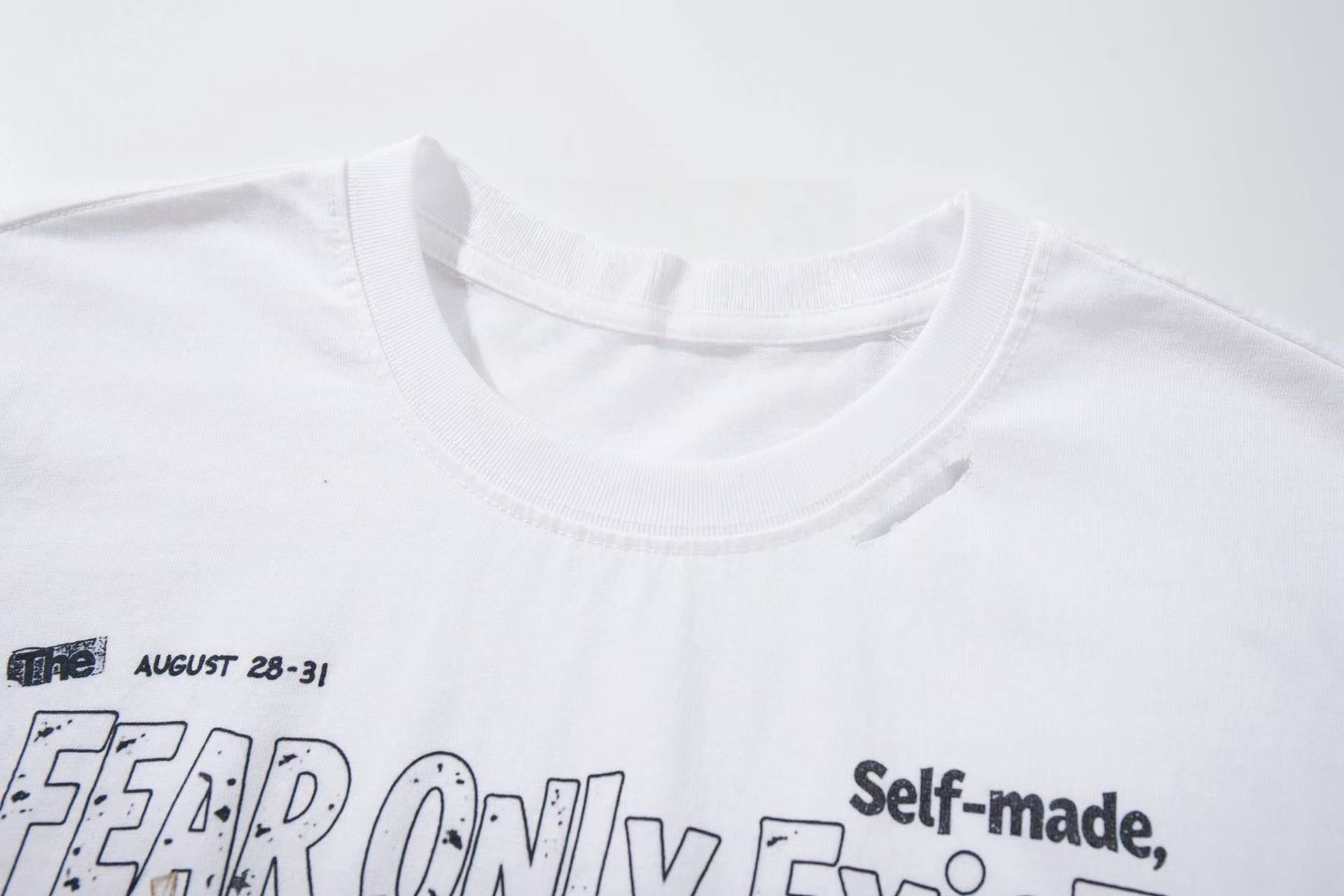 Omirad Fear Only Exists Distressed Long Sleeve Tee