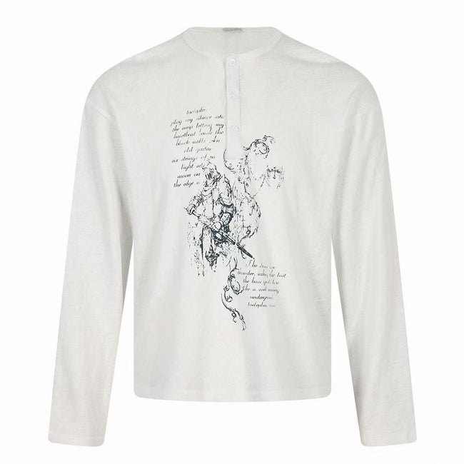 Omirad Vintage Sketch Henley Long Sleeve Tee Main Image
