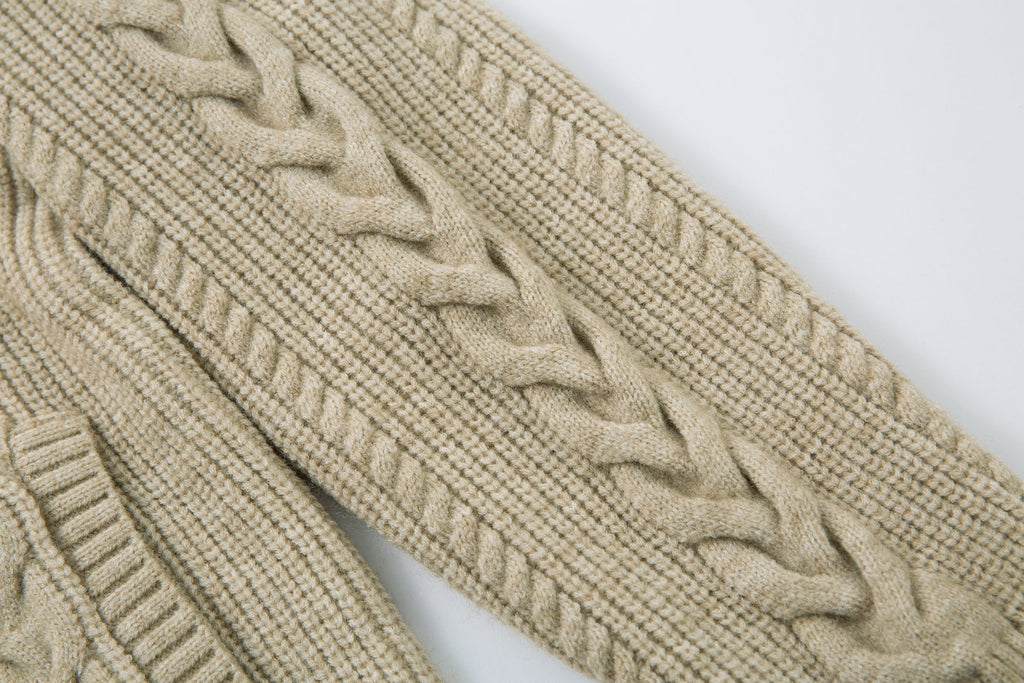 Omirad Cable Knit Zip-Up Sweater Jacket