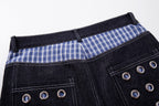 Omirad Raw Denim Eyelet Wide-Leg Jeans