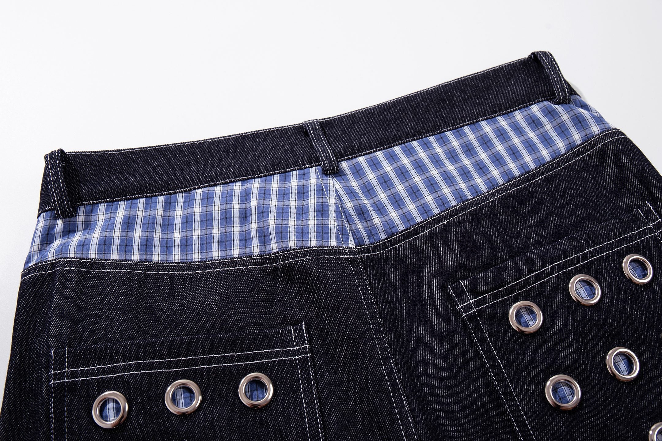 Omirad Raw Denim Eyelet Wide-Leg Jeans