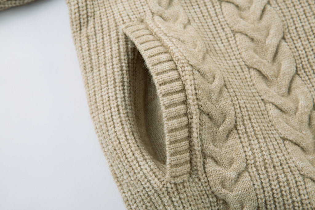 Omirad Cable Knit Zip-Up Sweater Jacket