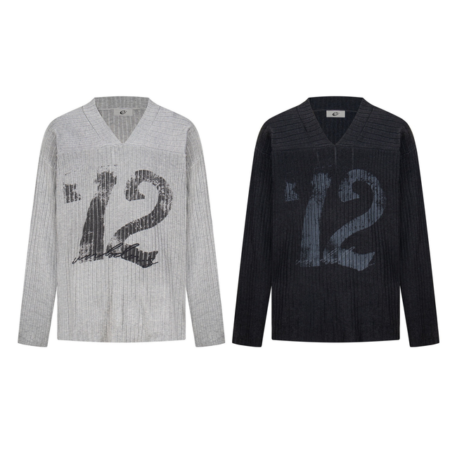 Omirad Graphic Ribbed Knit Top Hover Image