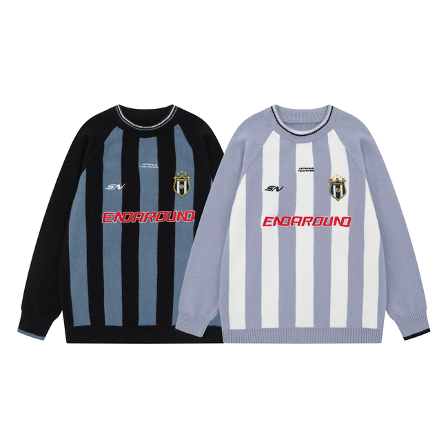 Omirad Striped Crest Knit Sweater Hover Image