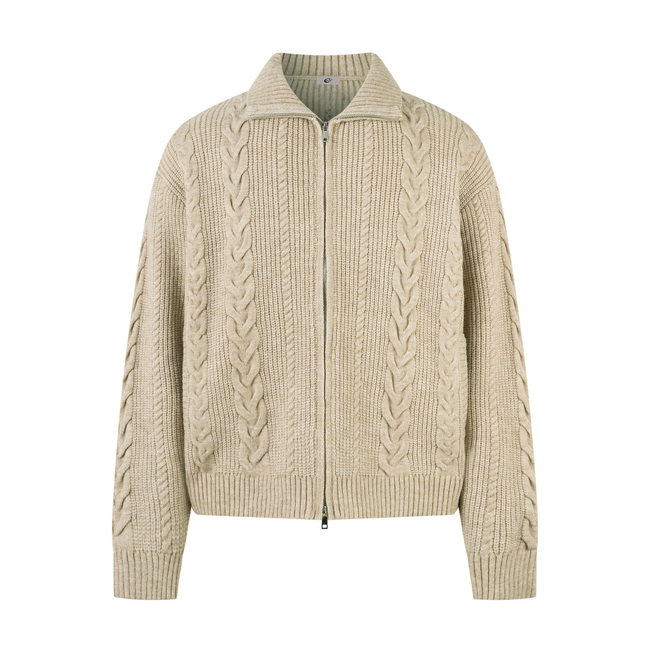 Omirad Cable Knit Zip-Up Sweater Jacket Main Image