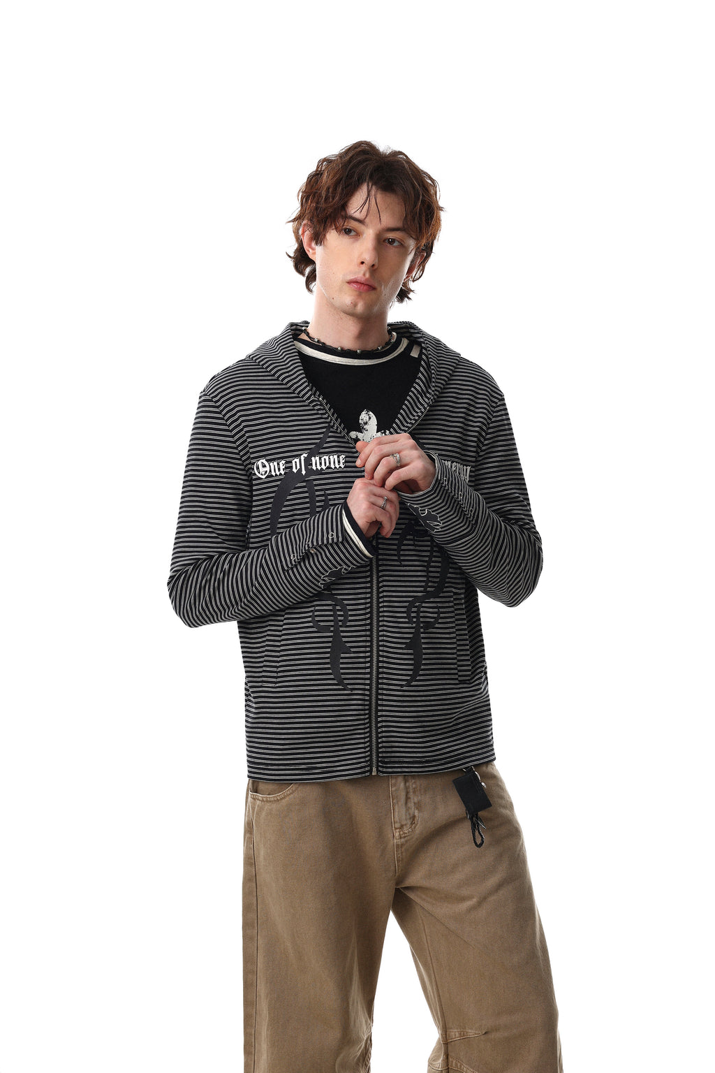 Omirad Striped Graphic Zip Hoodie