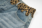 Omirad Leopard Patch Denim Shorts