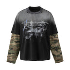 Omirad Layered Camo Sleeve Washed T-Shirt