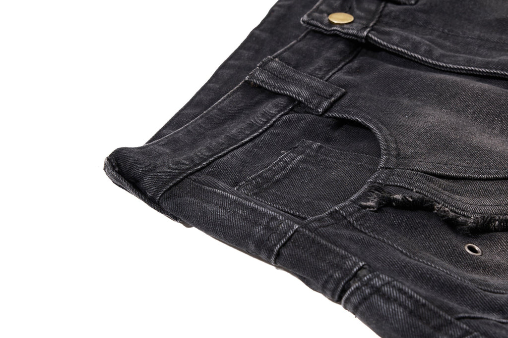 Omirad Distressed Panel Wide-Leg Denim Jeans