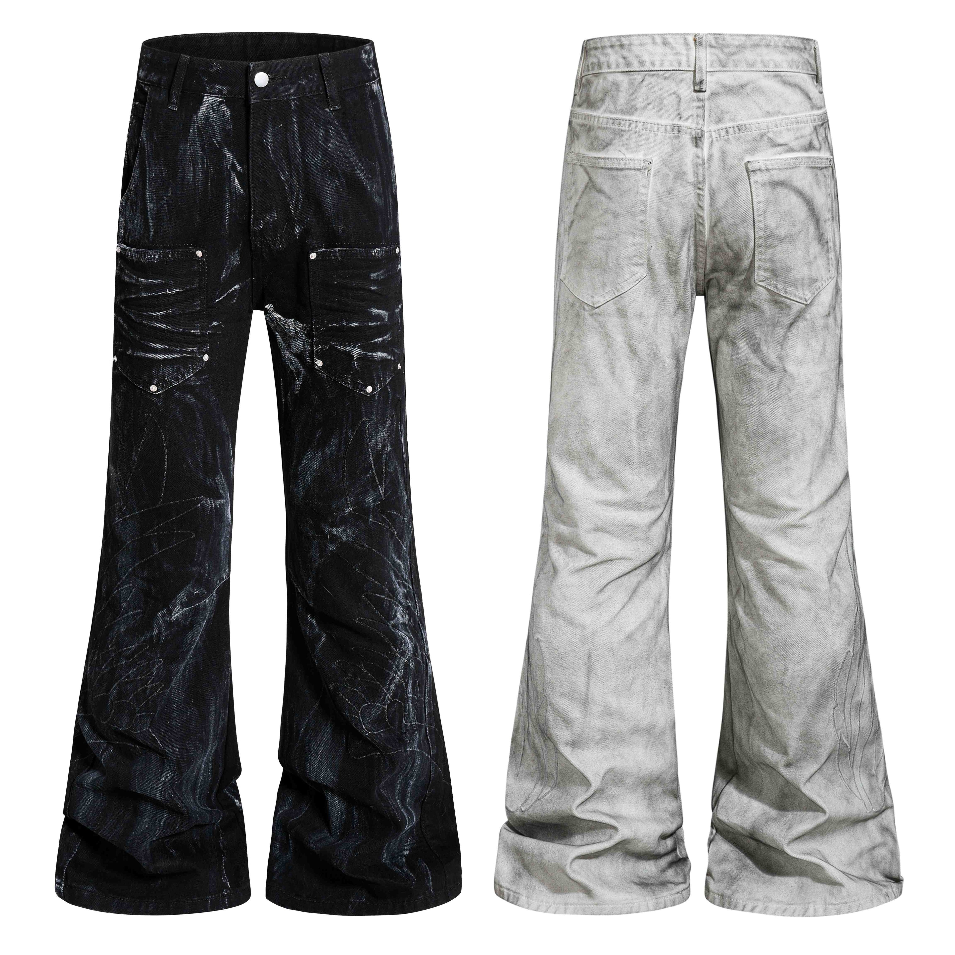 Omirad Washed Utility Flare Denim Jeans
