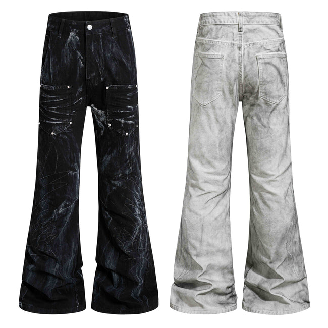 Omirad Washed Utility Flare Denim Jeans Main Image