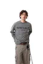 Omirad Striped Gothic Logo Long Sleeve Tee