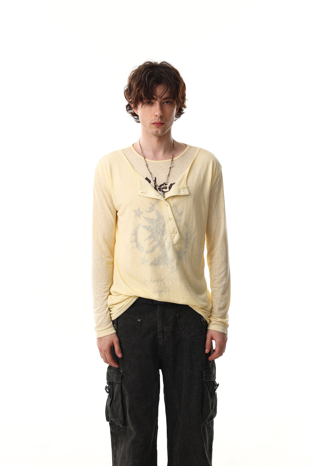 Omirad Graphic Long Sleeve Henley Tee