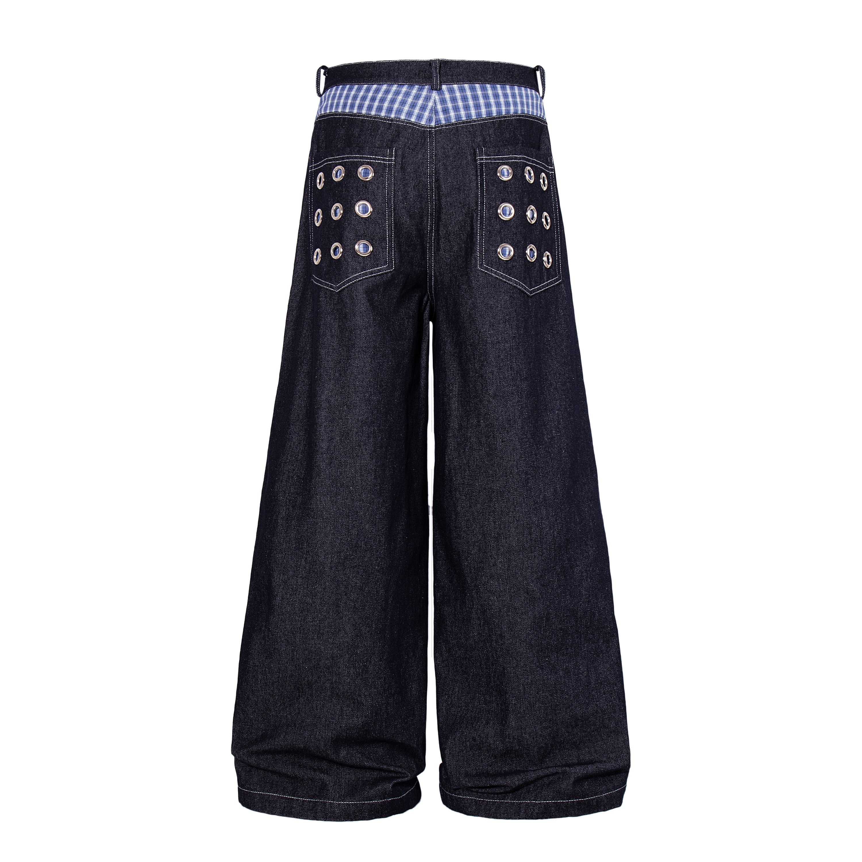 Omirad Raw Denim Eyelet Wide-Leg Jeans