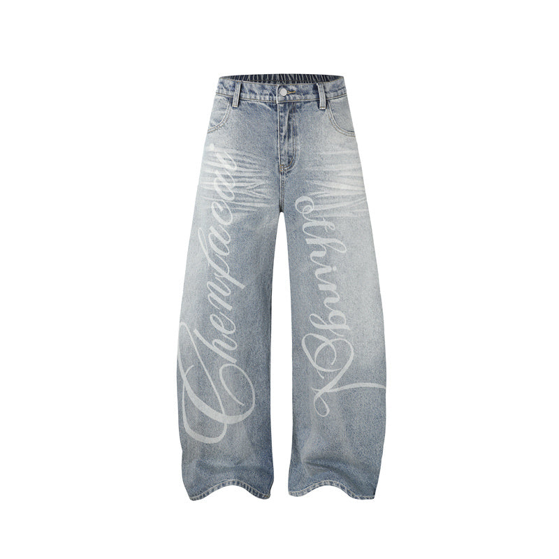Omirad Script Logo Wide-Leg Jeans