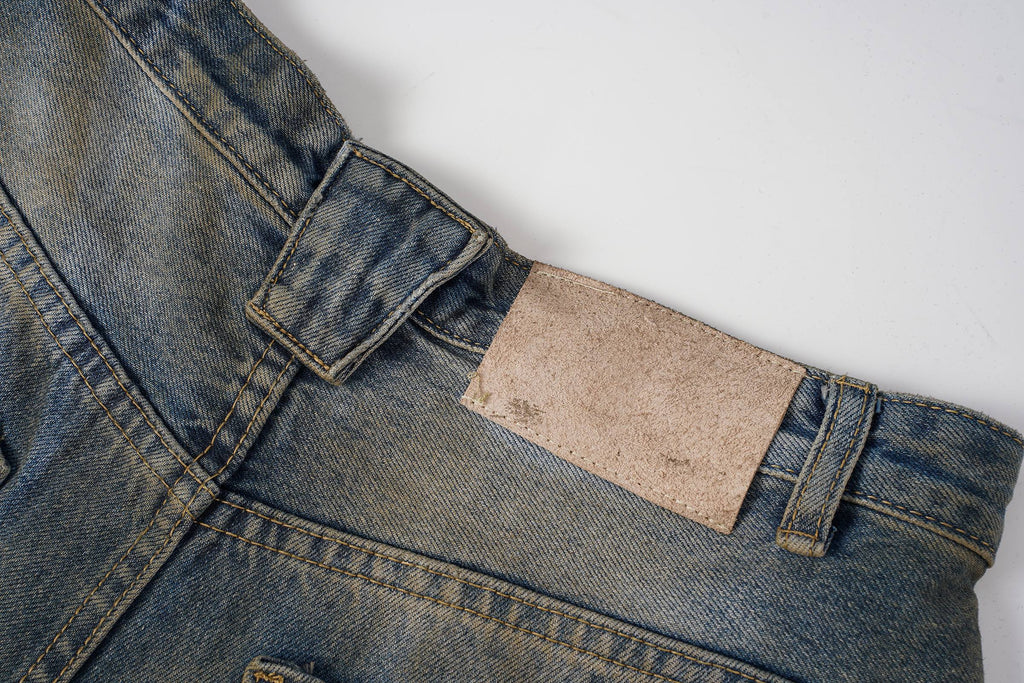 Omirad Vintage Whiskered Wide-Leg Jeans