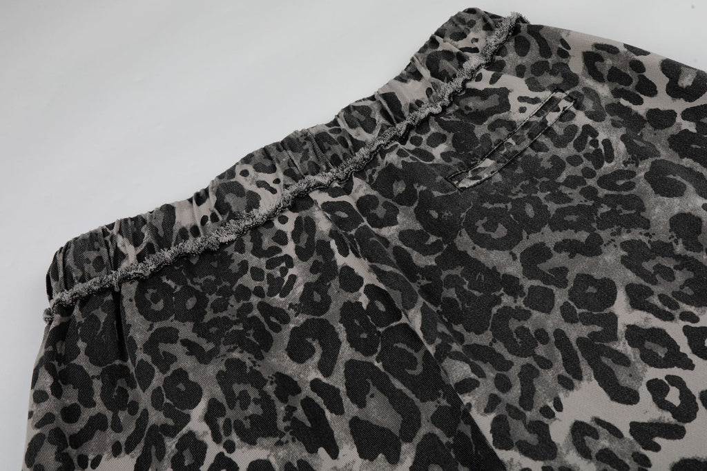Omirad Leopard Patchwork Wide-Leg Pants