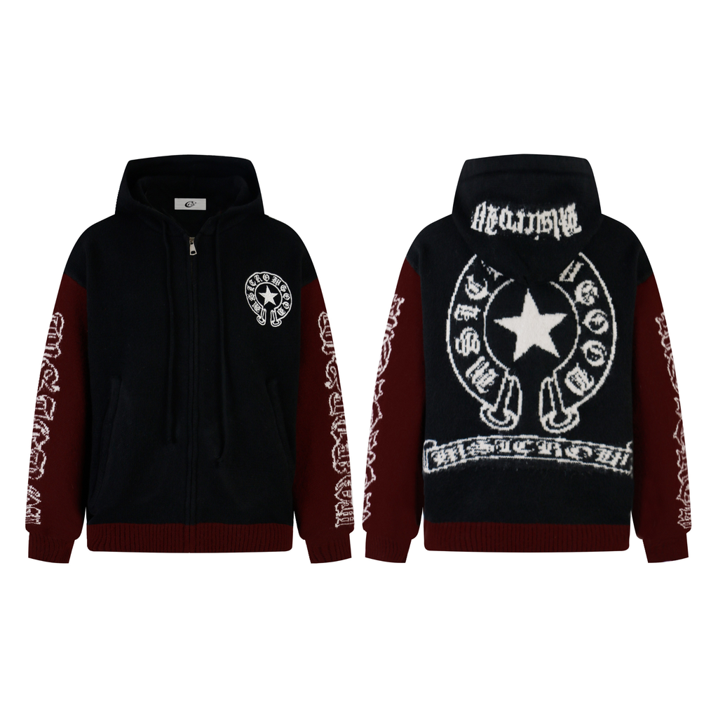 Omirad Vintage Star Knit Zip Hoodie