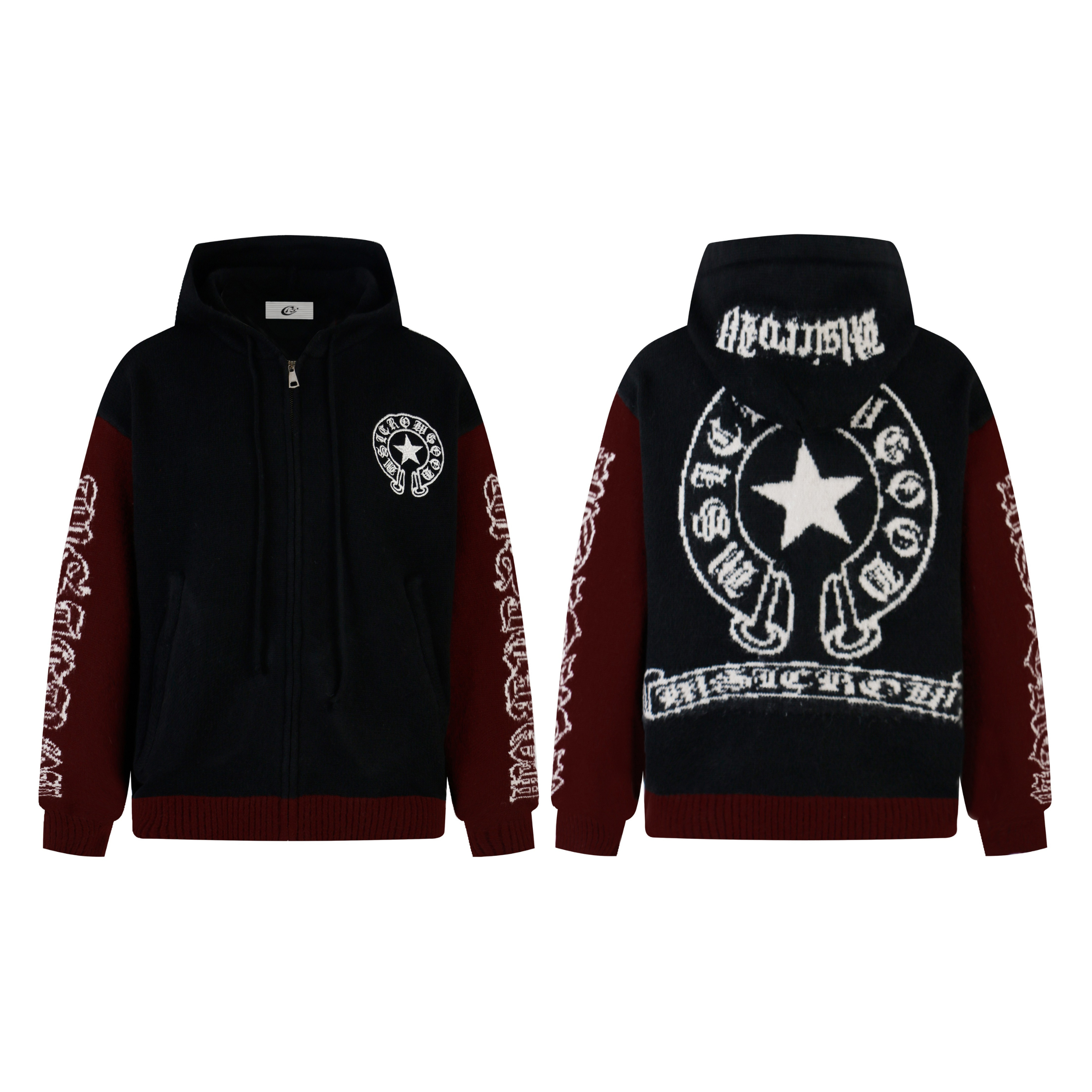 Omirad Vintage Star Knit Zip Hoodie