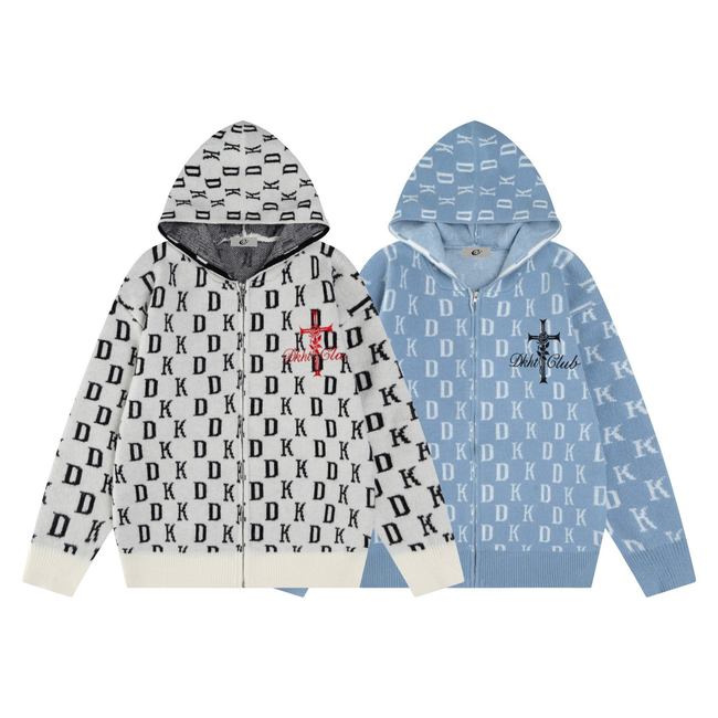Omirad DK Allover Knit Zip Hoodie Hover Image