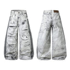 Omirad Distressed Stripe Wide-Leg Jeans