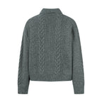 Omirad Cable Knit Zip-Up Sweater Jacket