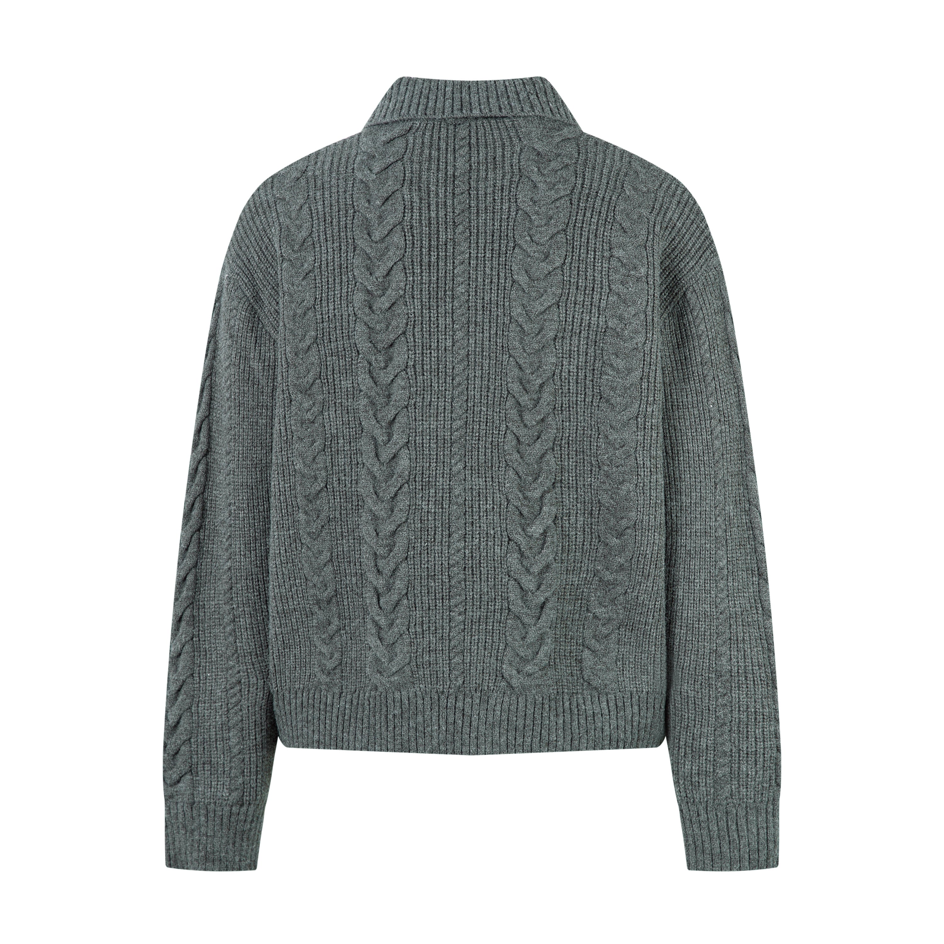 Omirad Cable Knit Zip-Up Sweater Jacket