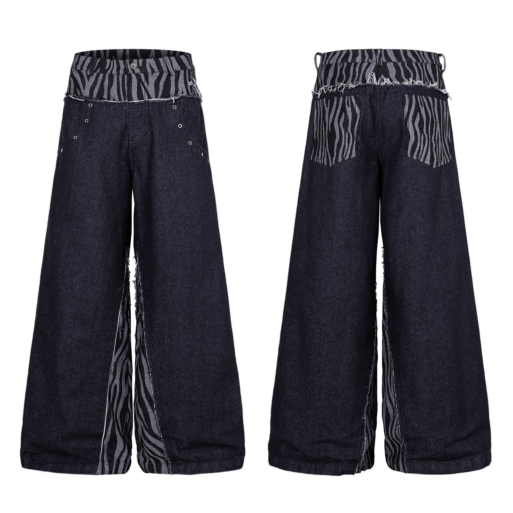 Omirad Layered Zebra Wide-Leg Jeans