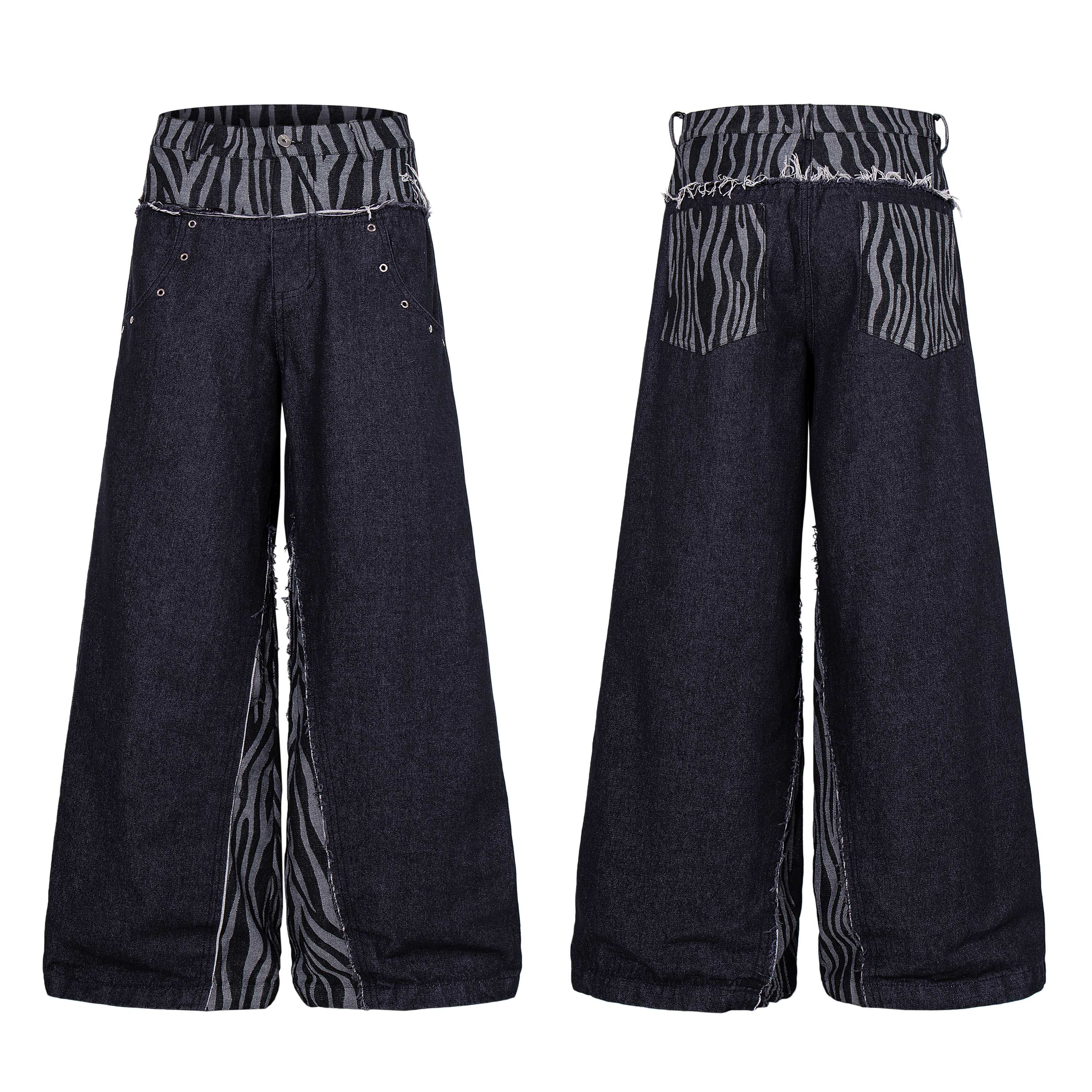 Omirad Layered Zebra Wide-Leg Jeans