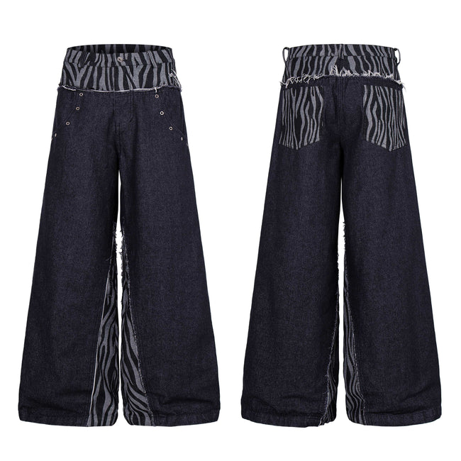 Omirad Layered Zebra Wide-Leg Jeans Hover Image