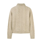 Omirad Cable Knit Zip-Up Sweater Jacket