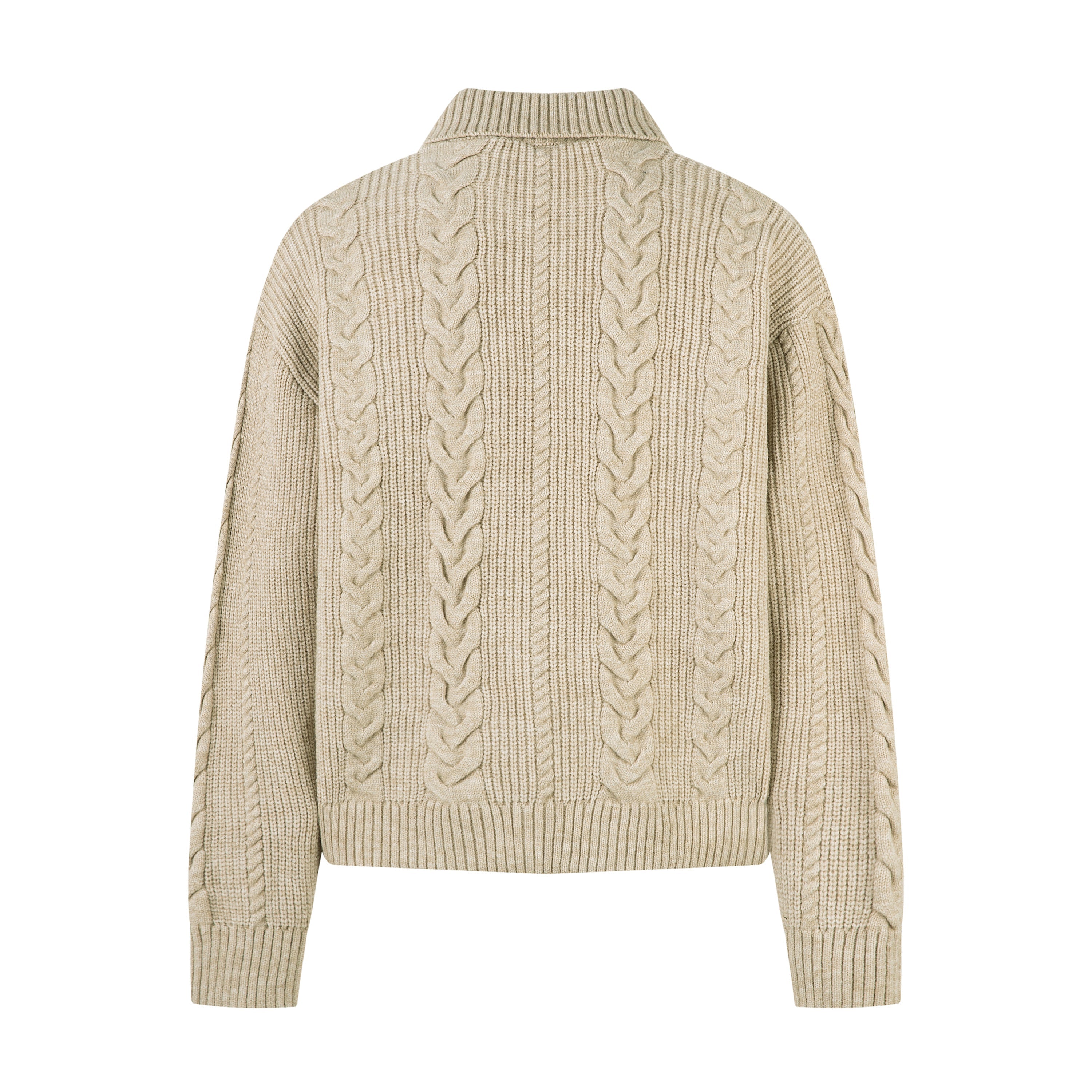 Omirad Cable Knit Zip-Up Sweater Jacket