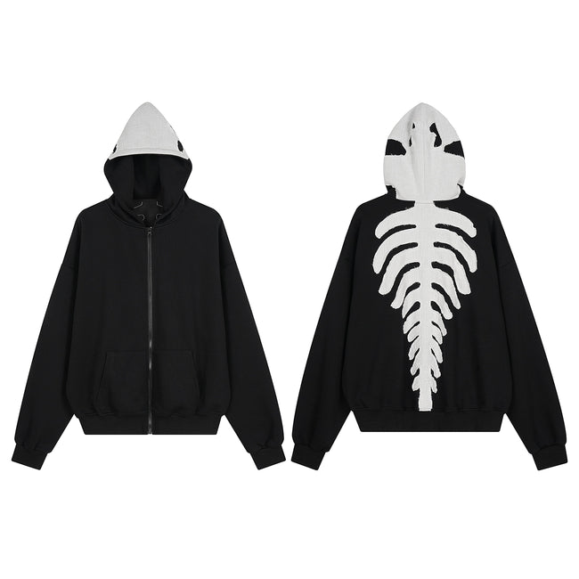 Omirad Skeleton Zip-Up Hoodie Hover Image