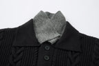 Omirad Vintage Cable Knit Polo Sweater