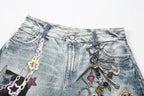 Omirad “Vintage Charm Patch Denim Shorts