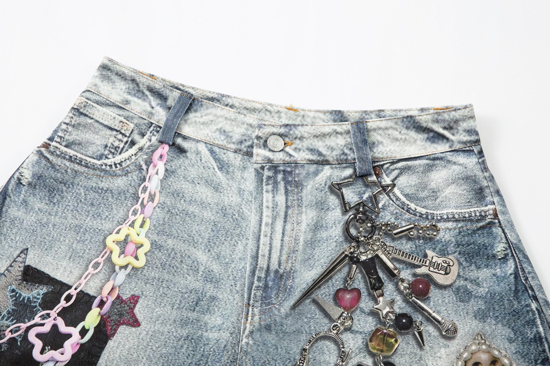 Omirad “Vintage Charm Patch Denim Shorts